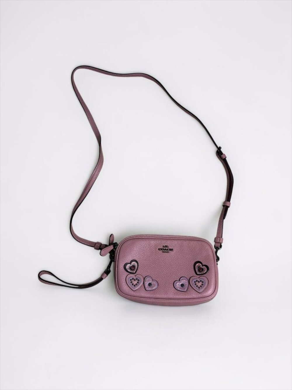 Coach Heart Appliqué Camera Bag / Double Zip Crossbody (Style #29673) - Picture 2 of 16